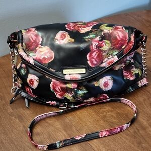 Juicy Couture Black and Pink Floral Crossbody Bag